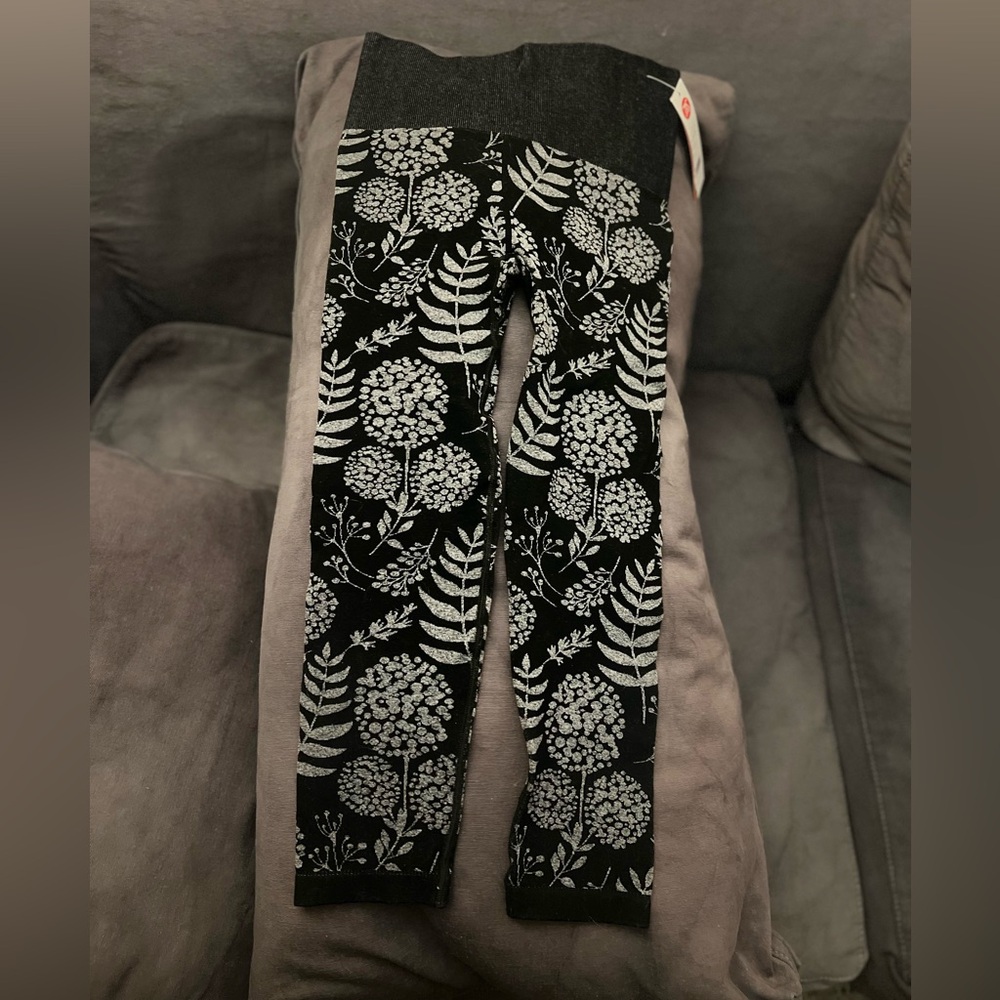 NWT TEMA Athletics Black Gray Tummy-Control Cropped Yoga Pants Woman’s M/L